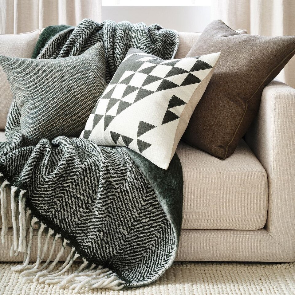 Two Tone Chunky Linen Cushion Cover West Elm UK